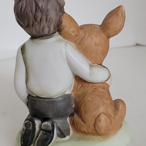 Vintage Norleans Boy With Baby Deer Animal Ceramic Figurine - Picture 3 of 4